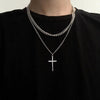 Collana cuban con croce a doppio strato in acciaio inossidabile da uomo ATREND