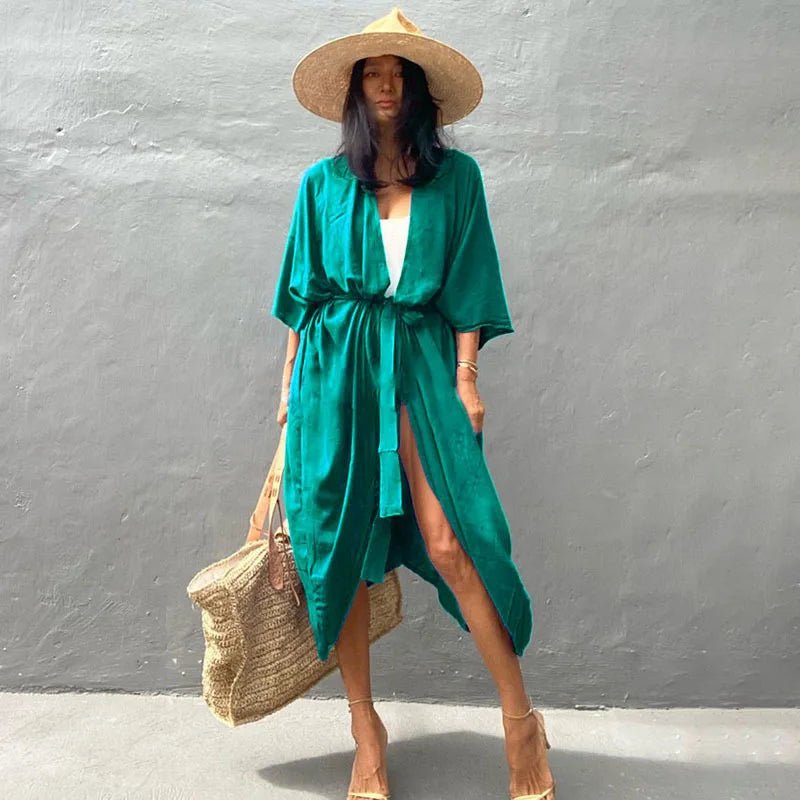 Copri costume lungo morbido con cintura da donna - copri costume ATREND