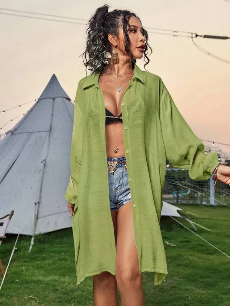 Copri costume a camicia casual da donna - copri costume ATREND