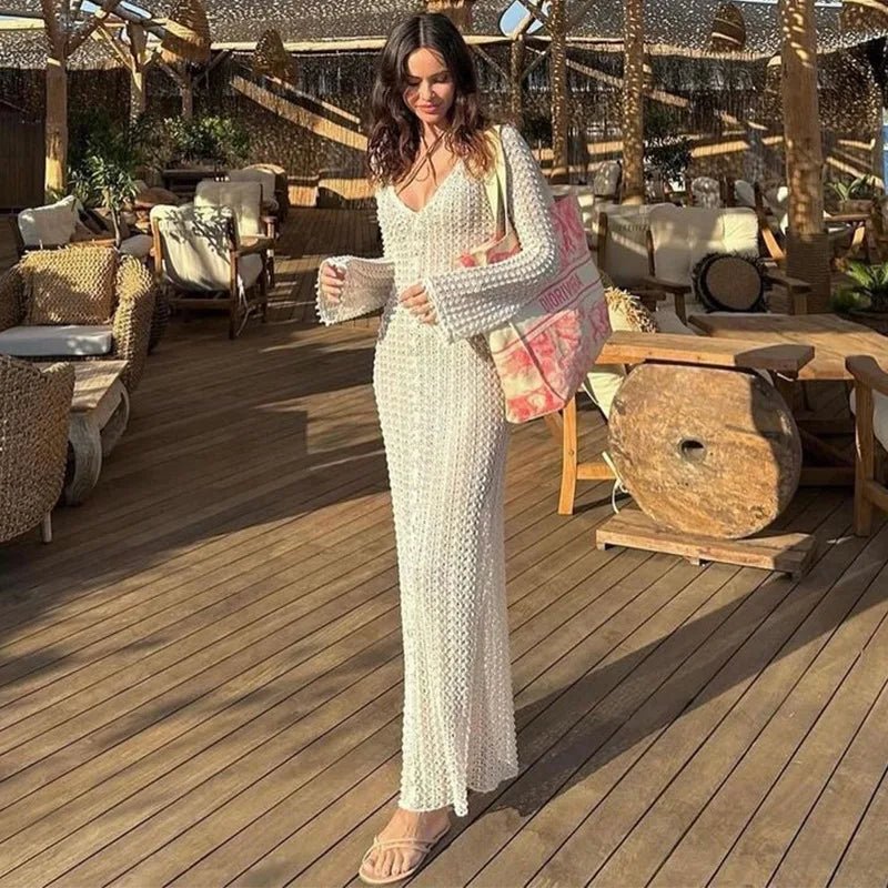 Copri costume casual a rete lungo da donna - copri costume ATREND