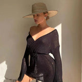 Copri costume corto a maniche lunghe trasparente da donna - copri costume ATREND