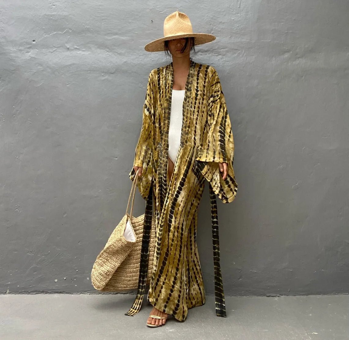 Copri costume lungo con cintura in vita da donna - copri costume ATREND