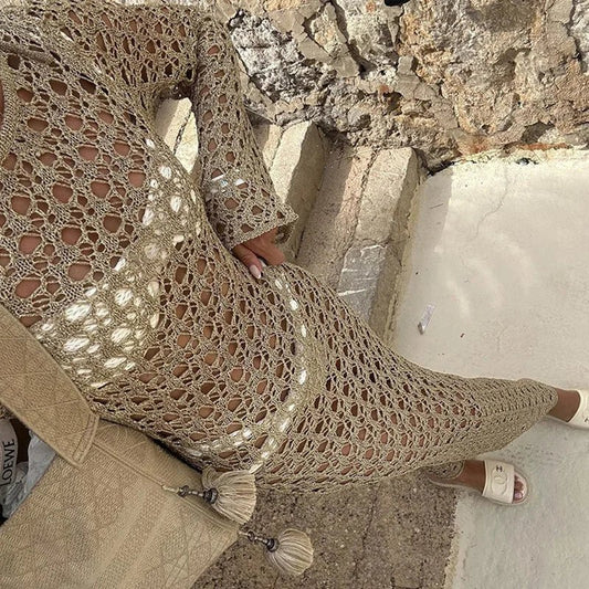 Copri costume lungo lavorato a mano da donna - copri costume ATREND