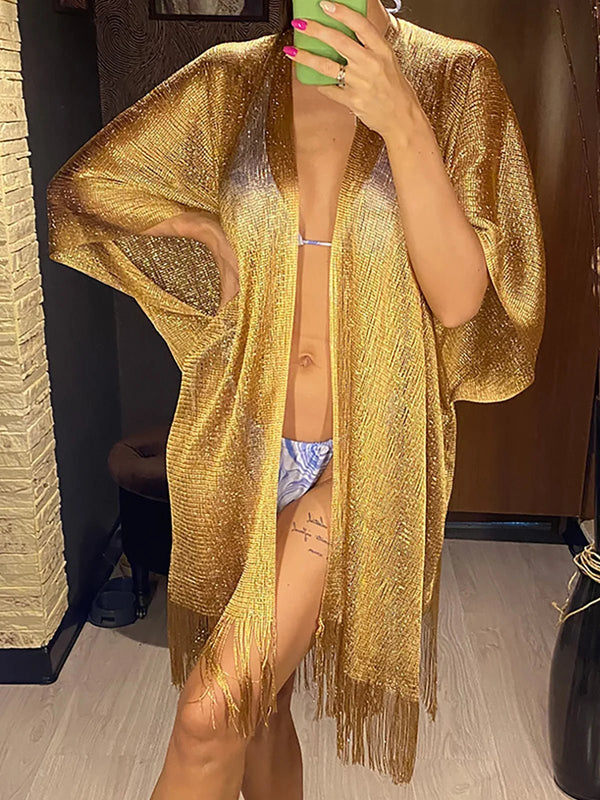 Copricostume trasparente lucido con frange da donna ATREND