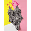 Costume intero bicolor intrecciato con stampa leopardata da donna ATREND