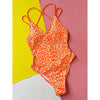 Costume intero bicolor intrecciato con stampa leopardata da donna ATREND