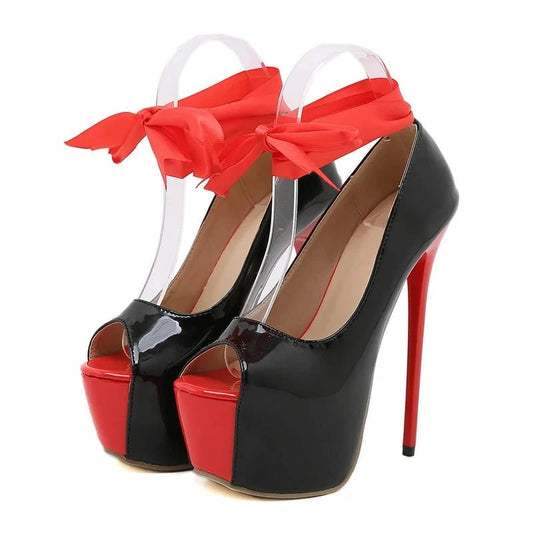 Decollette patchwork bicolor con cinturino alla caviglia da donna ATREND