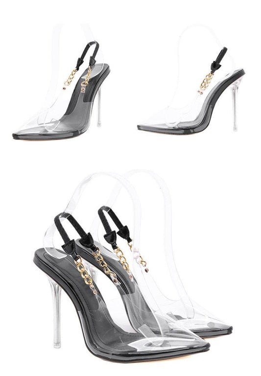 Decollette trasparenti con tacco a spillo Chain design da donna - Decollete ATREND