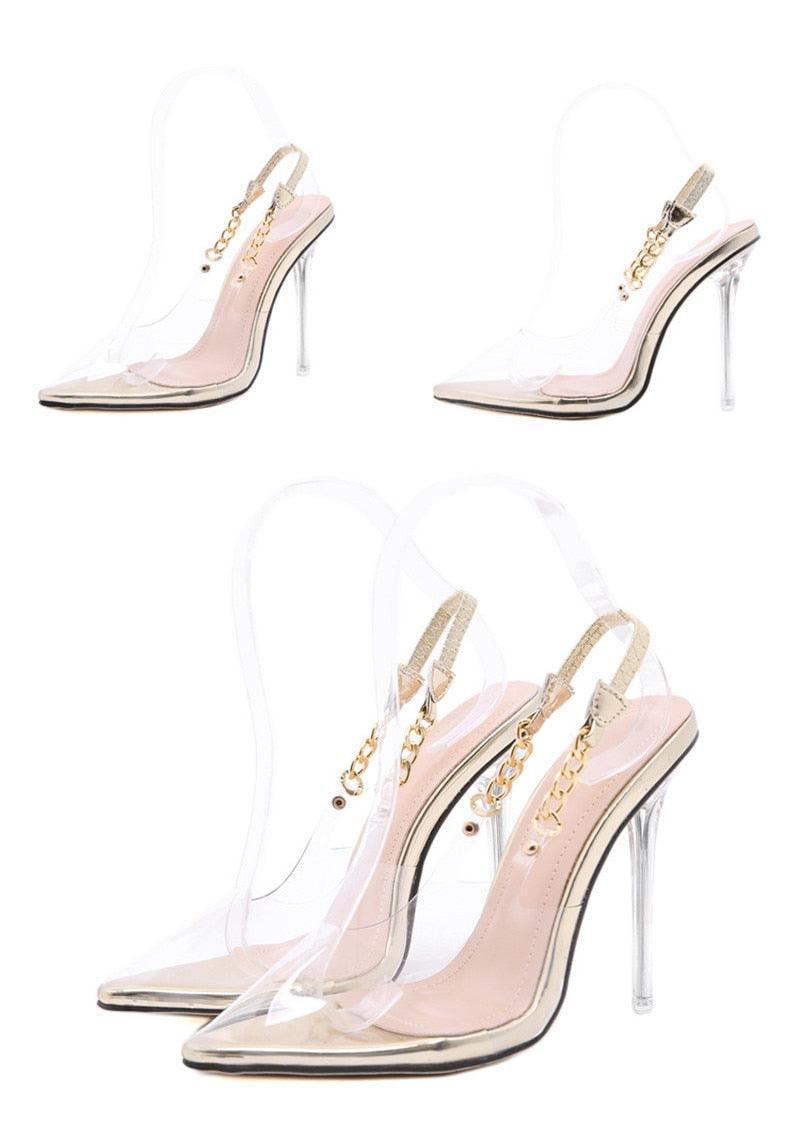 Decollette trasparenti con tacco a spillo Chain design da donna - Decollete ATREND