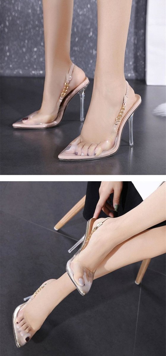Decollette trasparenti con tacco a spillo Chain design da donna - Decollete ATREND