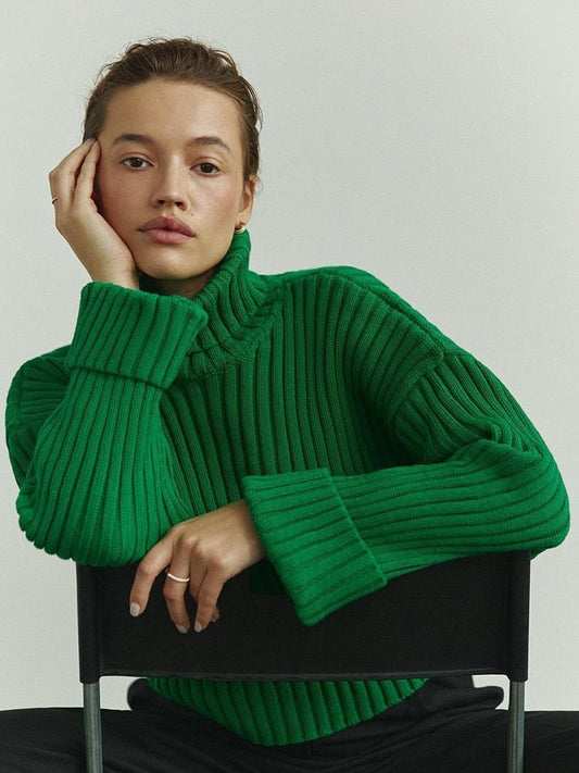 Dolcevita corto a maniche lunghe lavorato a maglia - dolcevita donna ATREND