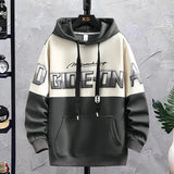 Felpa casual con cappuccio bicolore con lettere da uomo ATREND