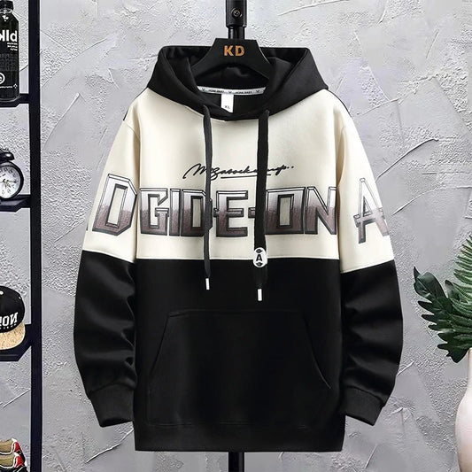 Felpa casual con cappuccio bicolore con lettere da uomo ATREND