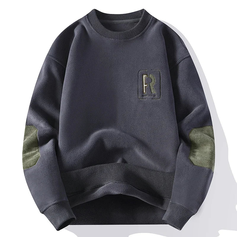 Felpa casual girocollo in pile con lettera da uomo - Felpa uomo ATREND