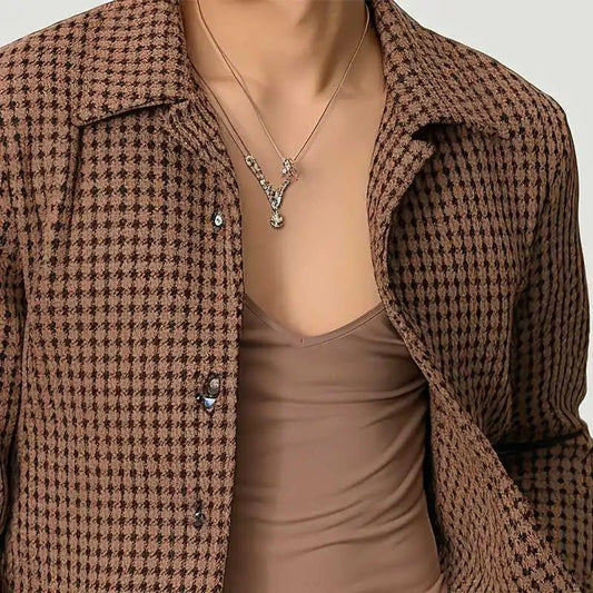 Giacca casual corta a quadri da uomo ATREND