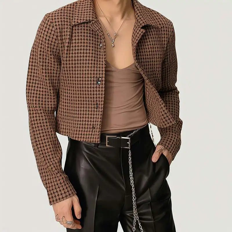 Giacca casual corta a quadri da uomo ATREND