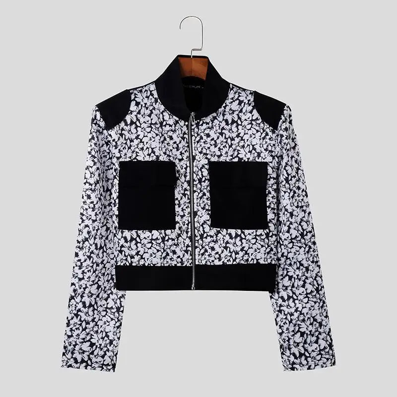 Giacca patchwork floreale multitasche da uomo ATREND