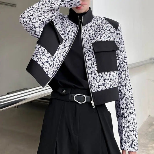 Giacca patchwork floreale multitasche da uomo ATREND