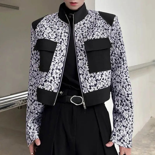 Giacca patchwork floreale multitasche da uomo ATREND