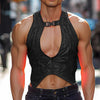 Gilet casual scavato in vernice con cerniera da uomo ATREND