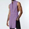 Gilet lungo aperto con cintura senza maniche da uomo ATREND
