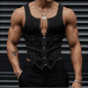 Gilet trasparente in pizzo senza maniche con bottoni da uomo ATREND