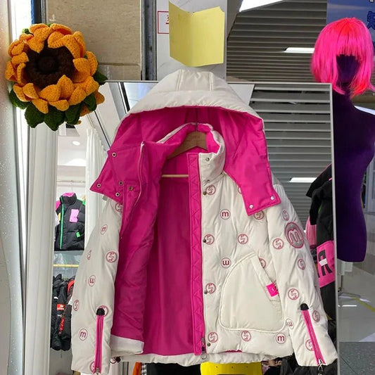Giubbino bicolor impermeabile con cappuccio da donna ATREND