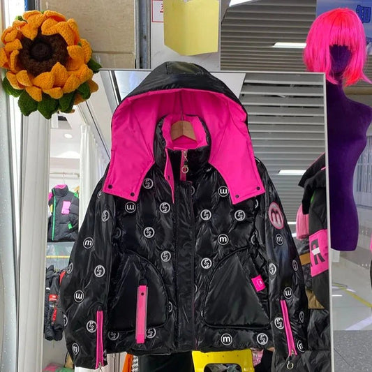 Giubbino bicolor impermeabile con cappuccio da donna ATREND