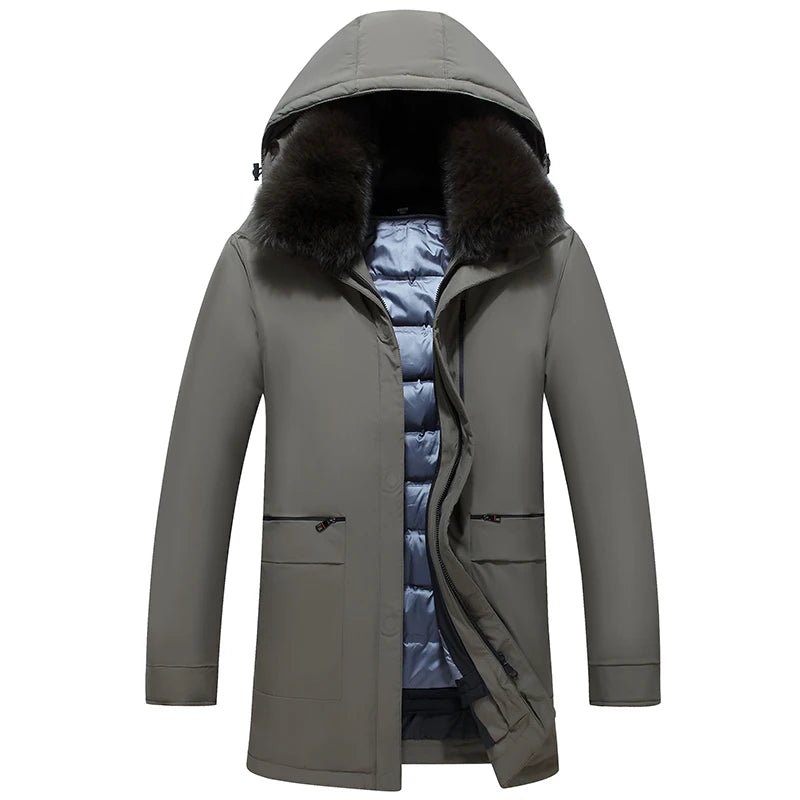 Giubbino casual con cappuccio removibile in pelo da uomo ATREND