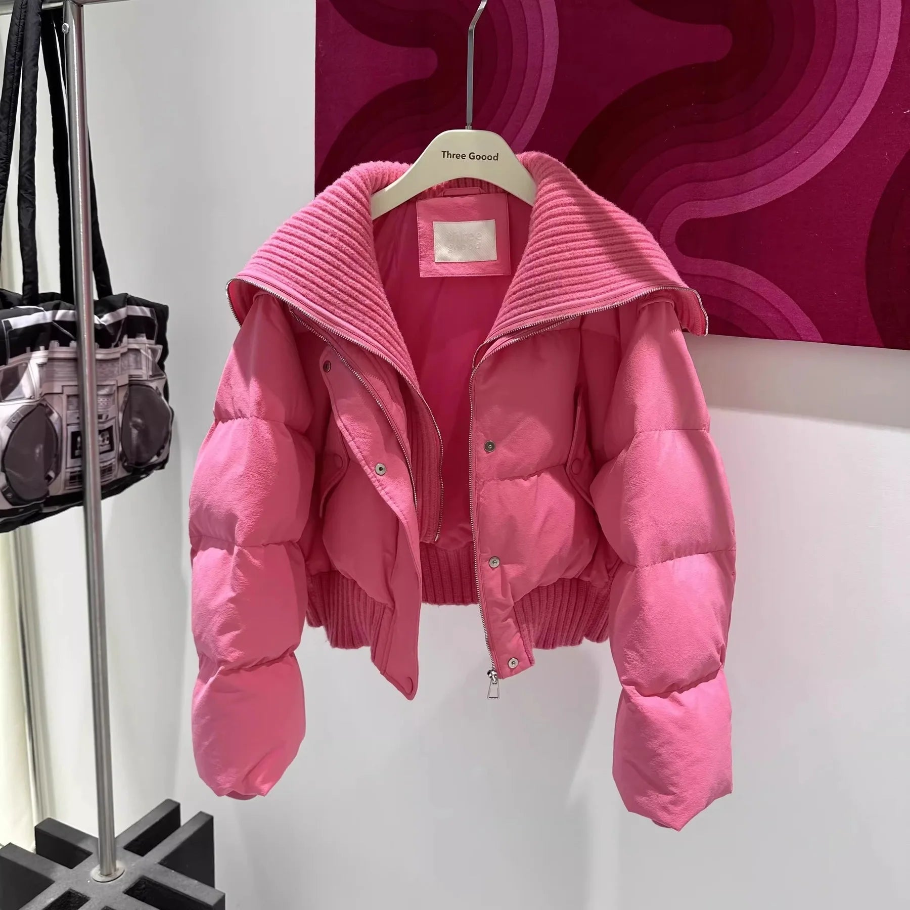 Giubbino corto patchwork impermeabile da donna ATREND
