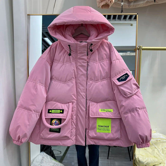Giubbino oversize con cappuccio impermeabile da donna ATREND