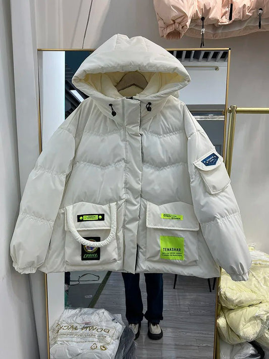Giubbino oversize con cappuccio impermeabile da donna ATREND