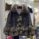 Giubbino patchwork in denim e pelo da donna - Giubbino donna ATREND