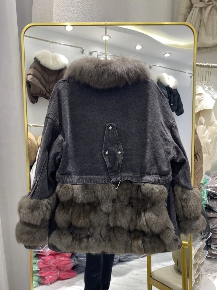 Giubbino patchwork in denim e pelo da donna - Giubbino donna ATREND