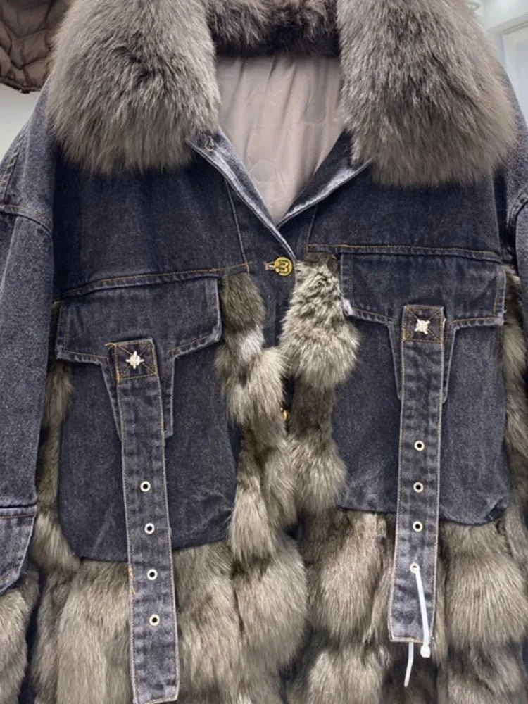 Giubbino patchwork in denim e pelo da donna - Giubbino donna ATREND
