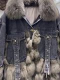 Giubbino patchwork in denim e pelo da donna - Giubbino donna ATREND