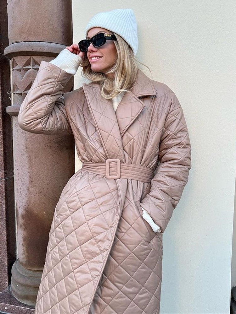 Giubbino trapuntato a maniche lunghe con cintura - giubbino donna ATREND