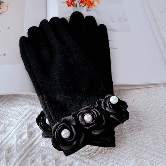 Guanti casual di lana con fiori da donna - Guanti donna ATREND