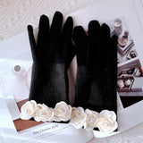Guanti casual di lana con fiori da donna - Guanti donna ATREND