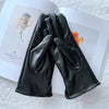 Guanti casual in pelle PU e pelo con fiore da donna ATREND