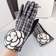 Guanti trendy in lana a strisce con fiore da donna - Guanti donna ATREND