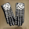 Guanti trendy in lana a strisce con fiore da donna ATREND