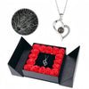 Idea regalo collana con zirconi circondata da rose artificiali con scritta ti amo in 100 lingue ideale per ogni occasione ATREND