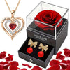 Idea regalo collana e orecchini in confezione con rosa artificiale ideale in ogni occasione ATREND