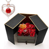 Idea regalo collana in confezione con cassetto doppio con fiocco e fiori artificiali ideale per ogni occasione ATREND
