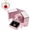 Idea regalo collana in confezione con cassetto doppio con fiocco e fiori artificiali ideale per ogni occasione ATREND