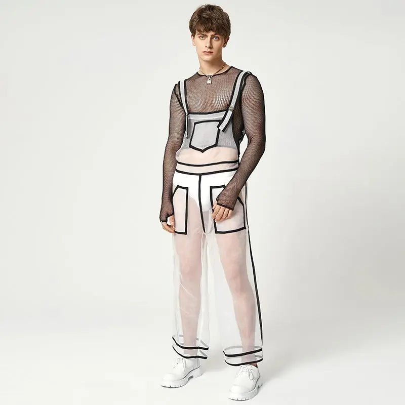 Jumpsuits mesh patchwork streetwear da uomo - jumpsuit uomo ATREND