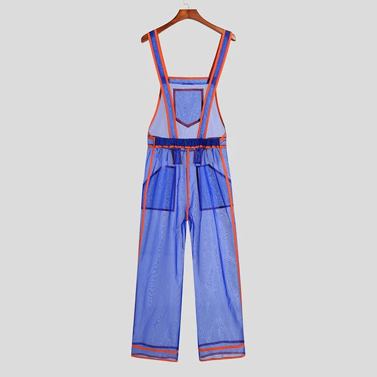 Jumpsuits mesh patchwork streetwear da uomo - jumpsuit uomo ATREND