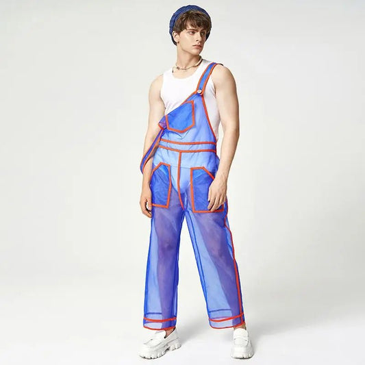 Jumpsuits mesh patchwork streetwear da uomo - jumpsuit uomo ATREND