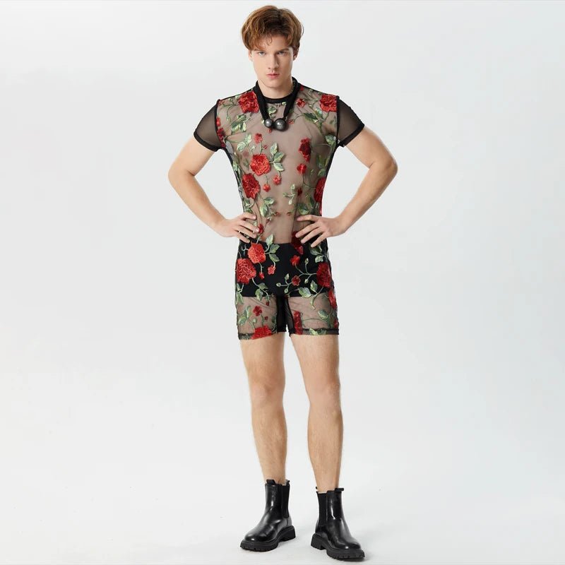 Jumpsuits trasparente con stampa a fiori da uomo - jumpsuit uomo ATREND